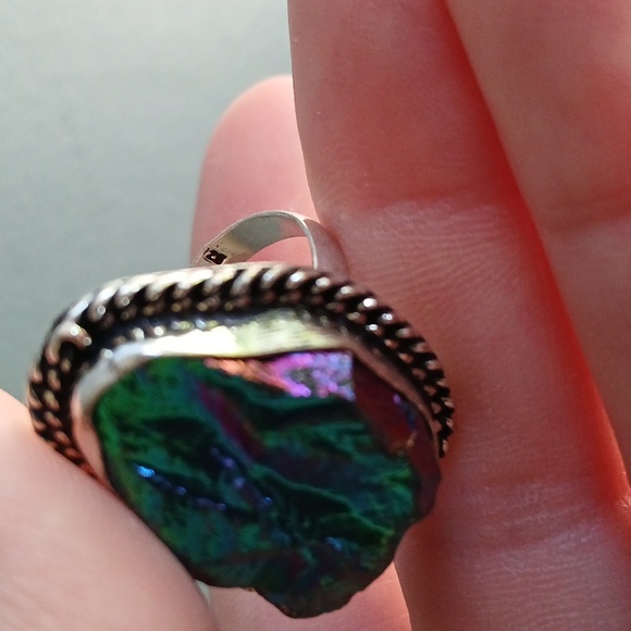 New Rainbow Titanium Crystal Quartz 925 Silver Ring. - Picture 12 of 12